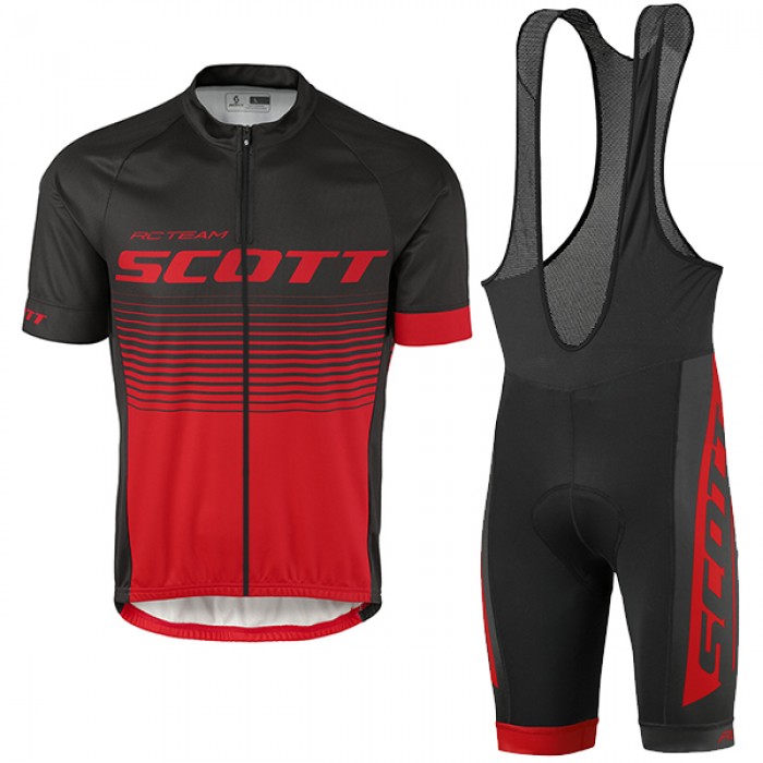 2017 Scott Rc Schwarz Rot Fahrradbekleidung Satz Radtrikot Kurzarm+Kurz Trägerhose 348WLEK