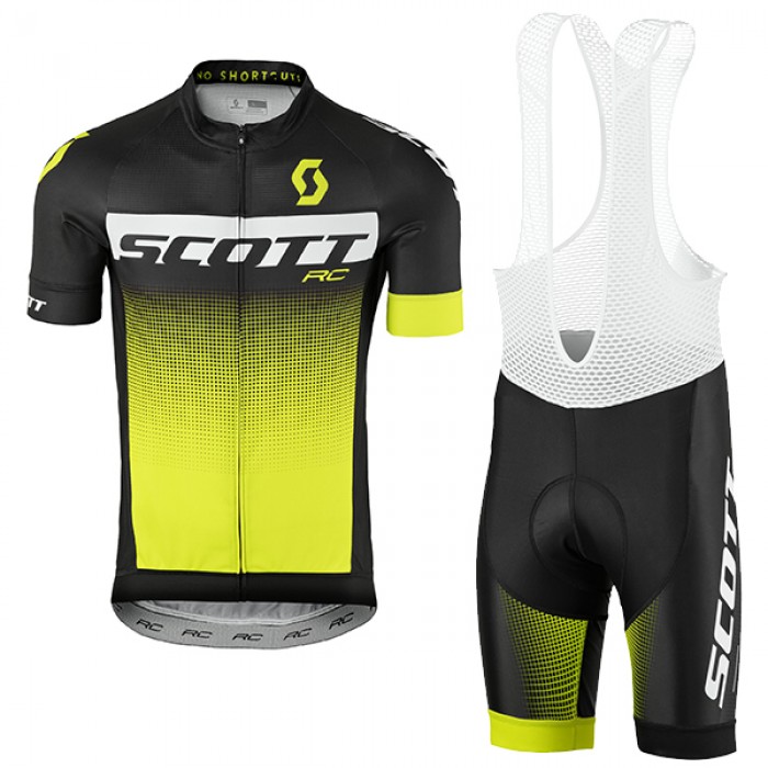 2017 Scott Rc Schwarz Weiß Gelb Fahrradbekleidung Satz Radtrikot Kurzarm+Kurz Trägerhose 752MZPD