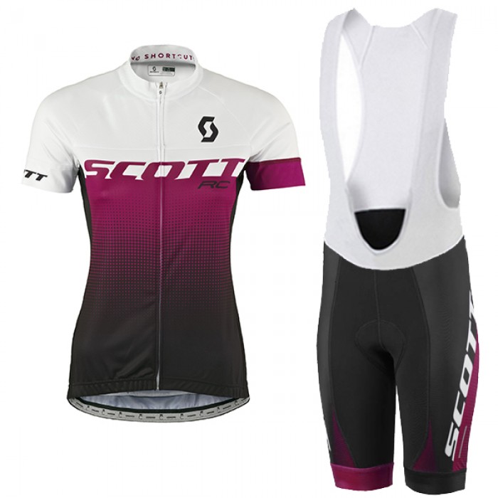 2017 Scott Damen Weiß violett Fahrradbekleidung Satz Radtrikot Kurzarm+Kurz Trägerhose 816AMUB