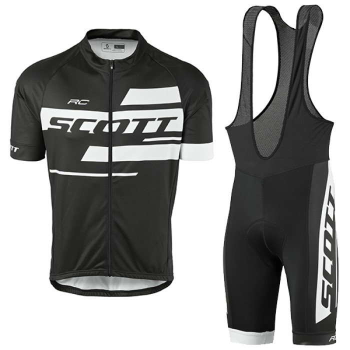 2017 Scott Rc Schwarz-Weiß Fahrradbekleidung Satz Radtrikot Kurzarm+Kurz Trägerhose 889GIKB