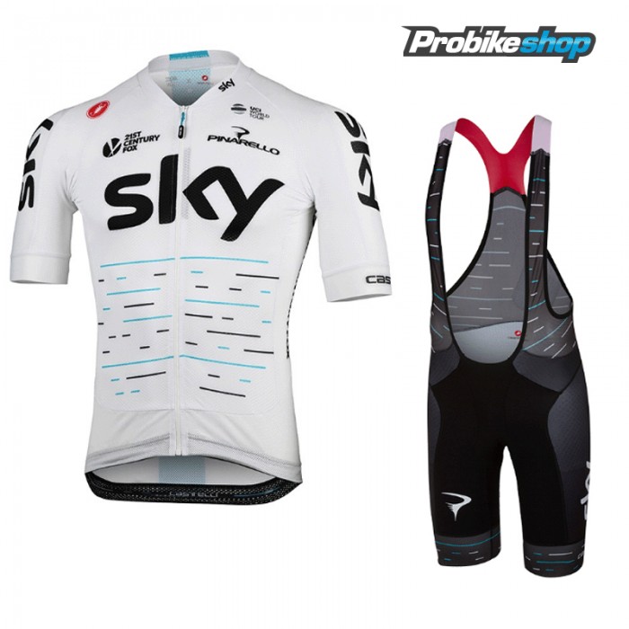 Sky Team Tour De France Set 2017 Fahrradbekleidung Satz Radtrikot Kurzarm+Kurz Trägerhose Schwarz 227HKWH