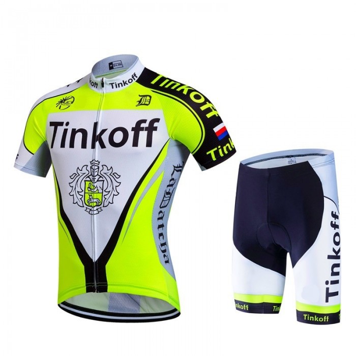 2017 Tinkoff Gelb Fahrradbekleidung Satz Radtrikot Kurzarm+Kurz Radhose 912WZKE