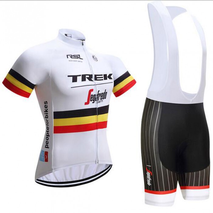 Trek Segafredo 2017 Fahrradbekleidung Satz Radtrikot Kurzarm+Kurz Trägerhose Weiß 306PQON