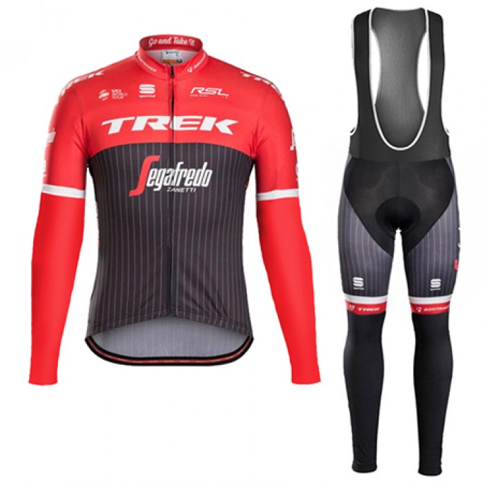 Trek Segafredo 2017 Fahrradbekleidung Satz Radtrikot Langarm+Lang Trägerhose Rot 821OQAQ