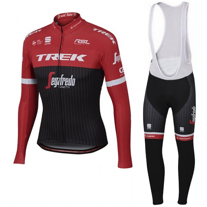 Trek Segafredo Pro 2017 Rot Fahrradbekleidung Satz Radtrikot Langarm+Lang Trägerhose 957TOHG